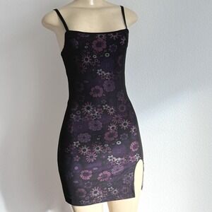 Current‎ Mood Know My Worth Slip Mini Dress XS Floral Whimsigoth Grunge Mesh